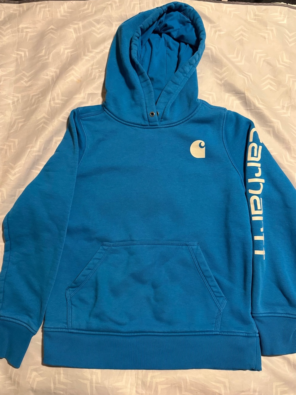 Carhartt Youth Teal Blue Hooded Pullover Sweatshirt